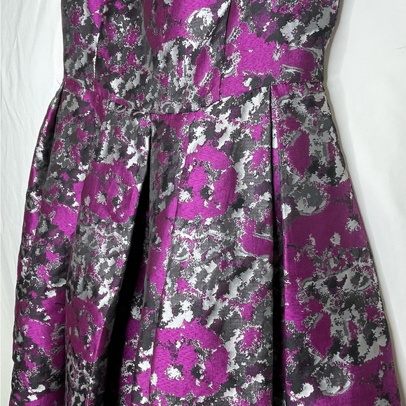 BB Dakota Black Gray Maroon Floral Tank Lined Mid Length Party Dress Size 6 - Picture 3 of 6